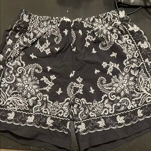 Kith Black and White Athletic Floral Shorts